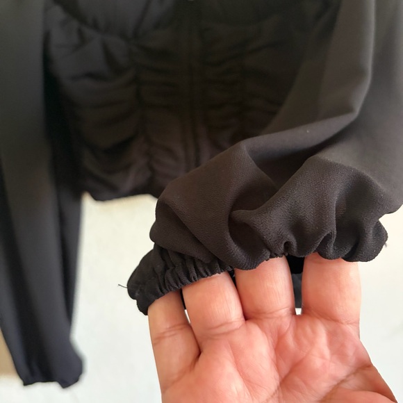 Bluebell woman’s  Black corset cropped Long Sleeve Blouse size L sexy feminine - Picture 3 of 7